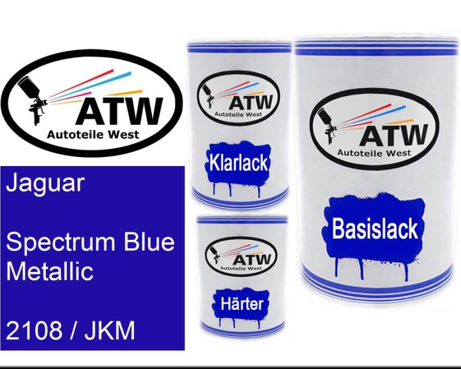 Jaguar, Spectrum Blue Metallic, 2108 / JKM: 500ml Lackdose + 500ml Klarlack + 250ml Härter - Set, von ATW Autoteile West.